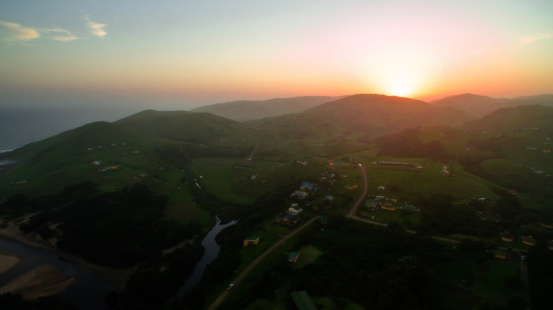 Rolling green hills along the Wild Coast in the Eastern Cape