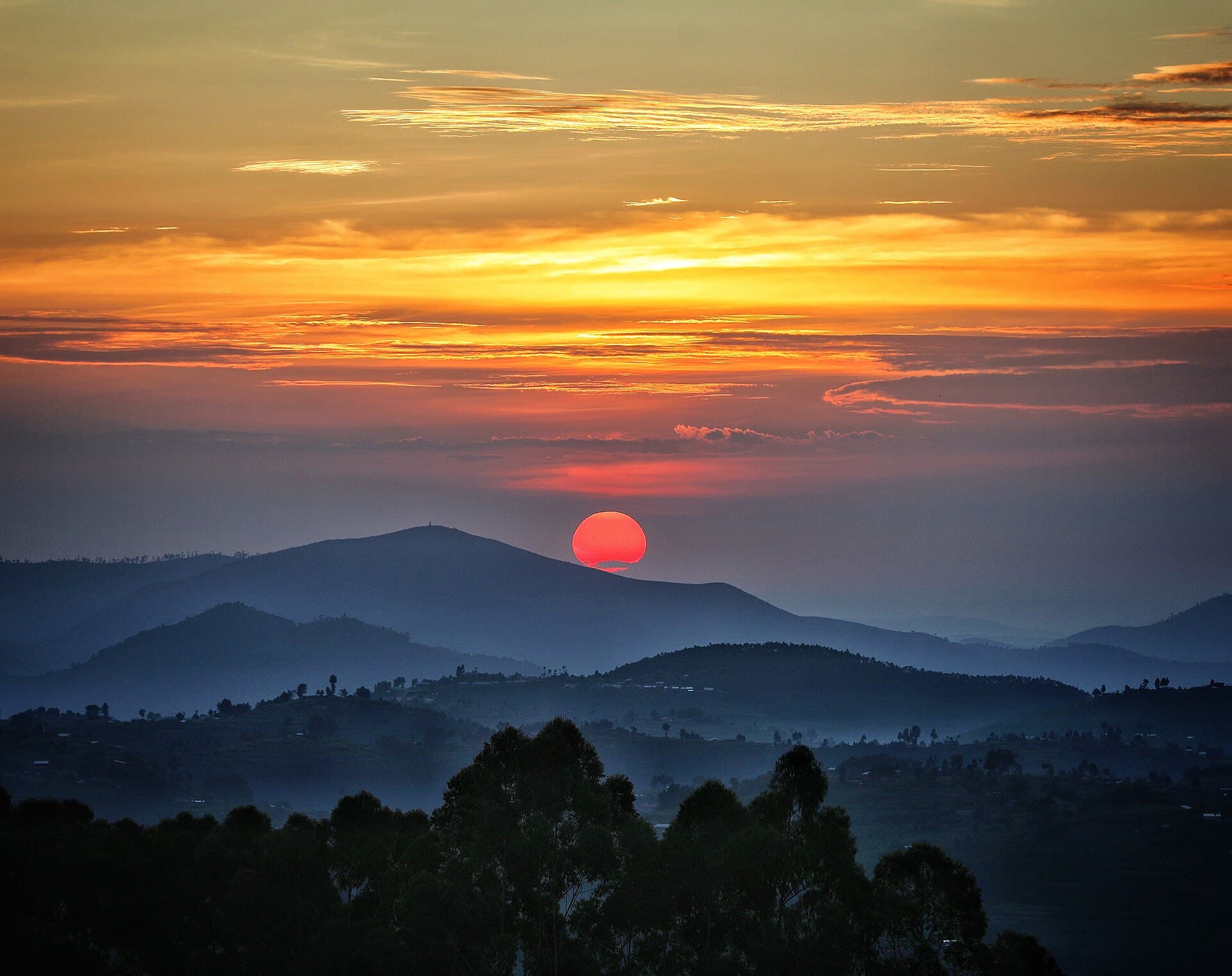 Sunrise over the rainforest canopy in Nyungwe National Park