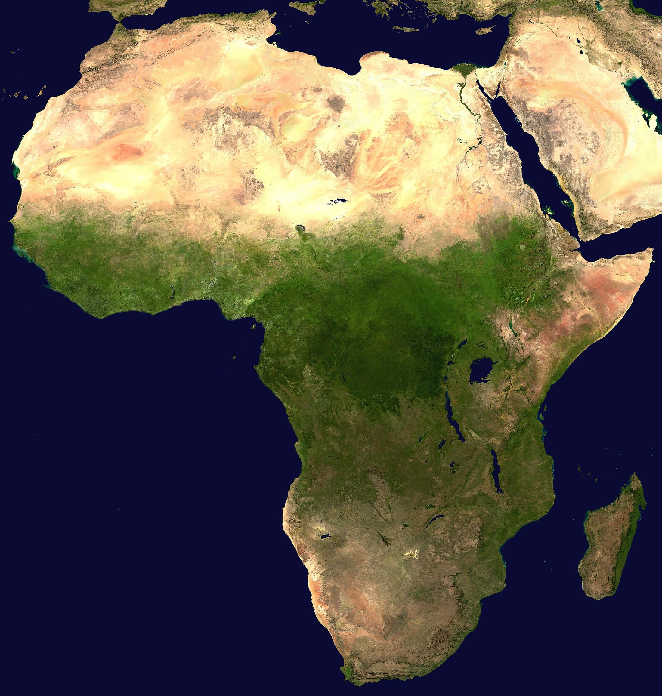 NASA Blue Marble satellite view of Africa
